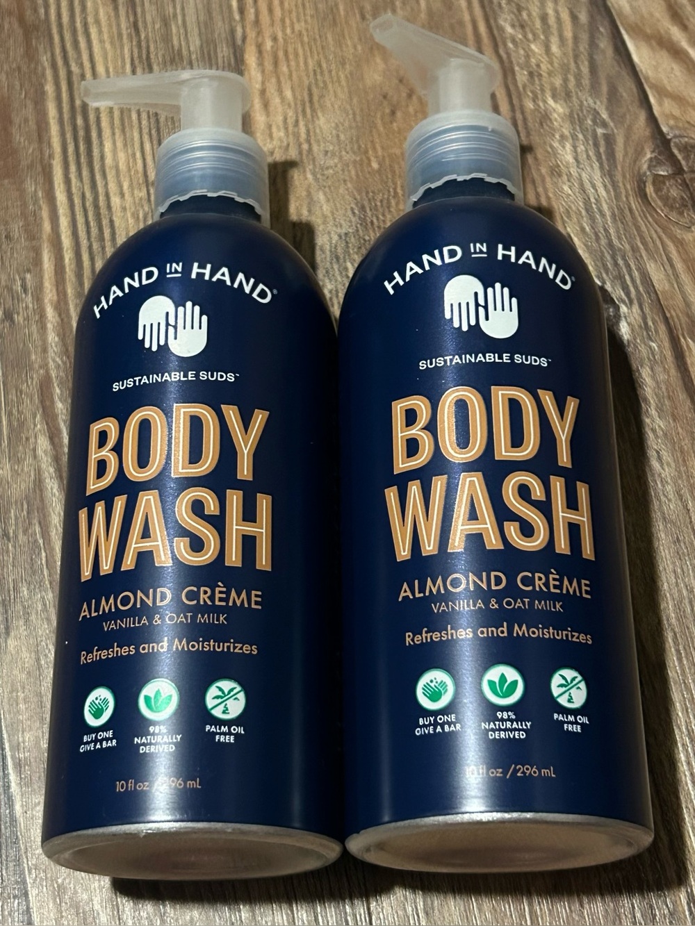 Hand in Hand Almond Crème Body Wash Sustainable Suds 10 floz -2 Pack MADE IN USA